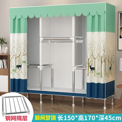 Simple Steel Frame Wardrobe  Easy Assembly, NonWoven Fabric Closet, Durable Storage Solution, Bedroom Organization