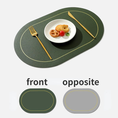 Leather Food Mat PVC Oil Proof Table Mat Hotel Home Dining Plate Coasters Anti Slip Bowl Mat Elliptical Insulation Placemat