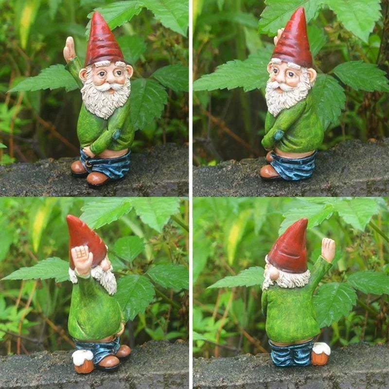 Garden Pee Dwarf Ornament Resin Elf Cartoon White Beard Old Man Statue Christmas Gift Ornament Handmade Resin Figurines Pooping