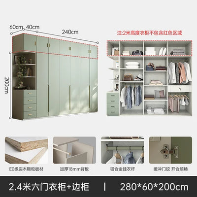 Green Wooden Wardrobe Storage Hanging Large Portable Organizer Wardrobe Bedroom Multifunction Kleiderschrank Room Furniture