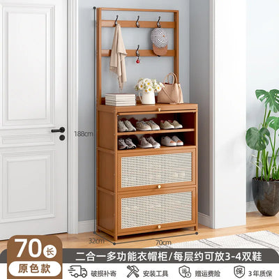 Multifunctional Shoe Rack Breathable Hanging Storage Shoe Cabinet Hallway Living Room Flip Door Rattan Shoe Organizer Cabinet