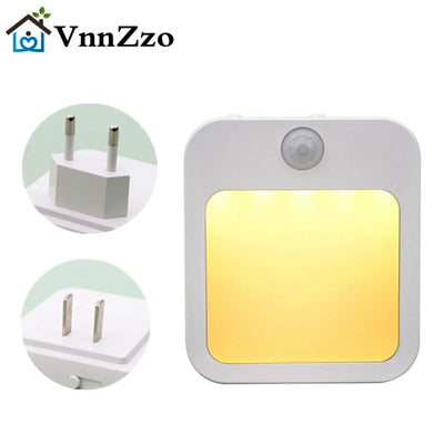 Motion Sensor LED Night Lights AC 110V/220V EU Plug Dimmable Cabinet Light For Baby Bedside Bedroom Corridor Night Lamp Lighting