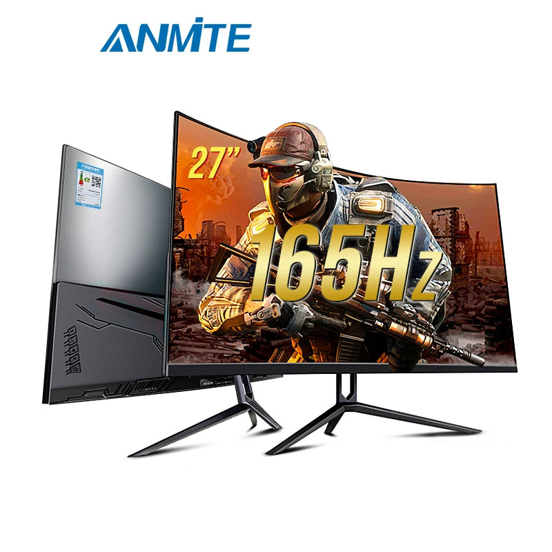 Anmite  27"FHD 165hz Curved Gaming Computer Monitor HDR USB FHD [1920 x 1080]  PC HDMI Ultra-thinscreen Display