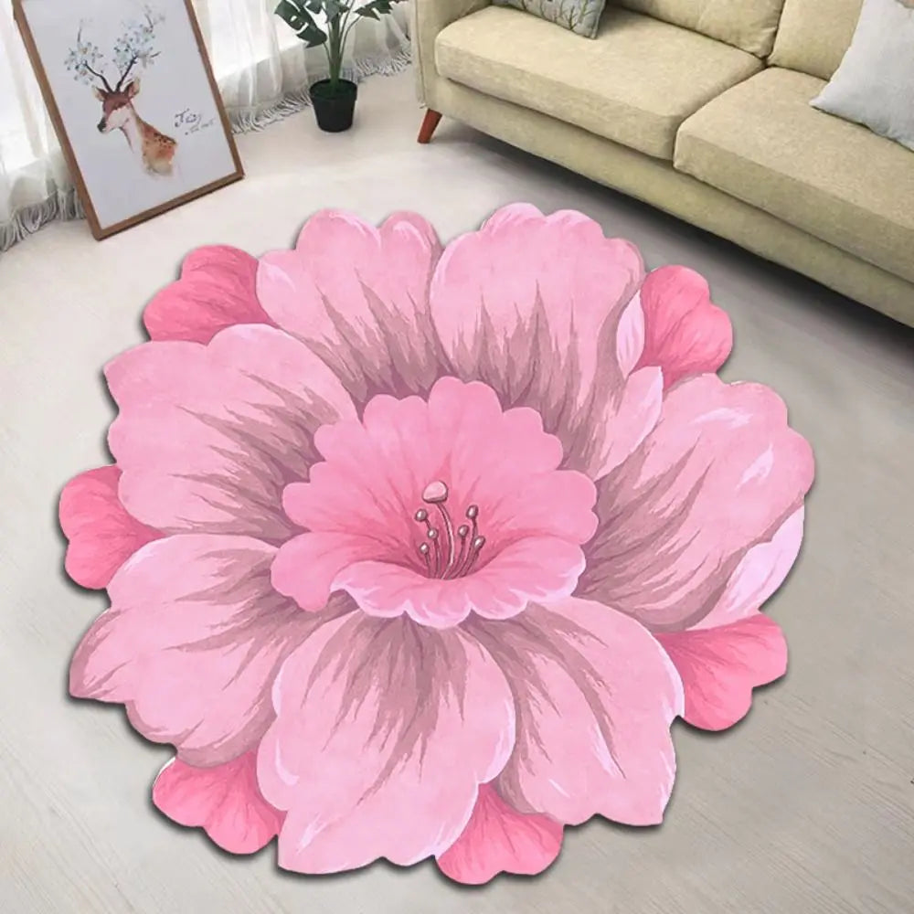 Peony Special-shaped Lotus Floor Mat Flower Carpet Magnolia Door Gasket Living Room Tea Table Bedside 60x60cm