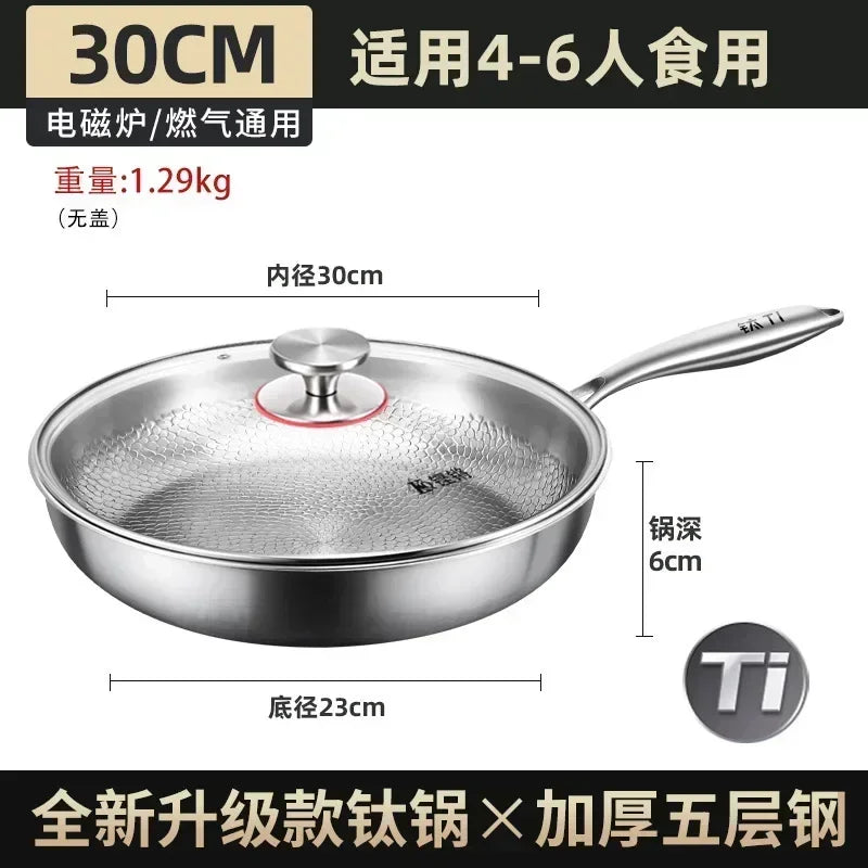 German Frying Pan Pure Titanium Pan Fish Scale Hammer Pattern Uncoated Non-stick Pan Induction Cooker Universal Steak Frying Pan