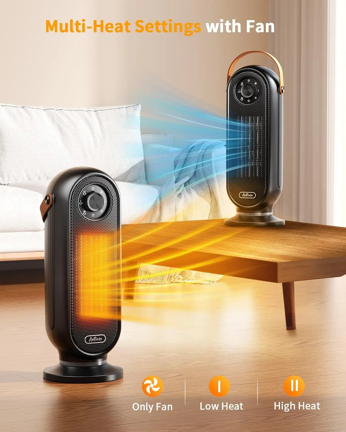 Space Heaters for Indoor Use, 16 Inch Portable Electric Heater for Office, 1500W Fast Heating Space Heater with Thermostat