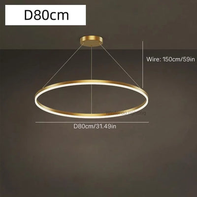 Gold Ring LED Hanging Lamp Acrylic Chandelier Modern Minimalist Style Pendant Light for Home Living Room Restaurant Decoration