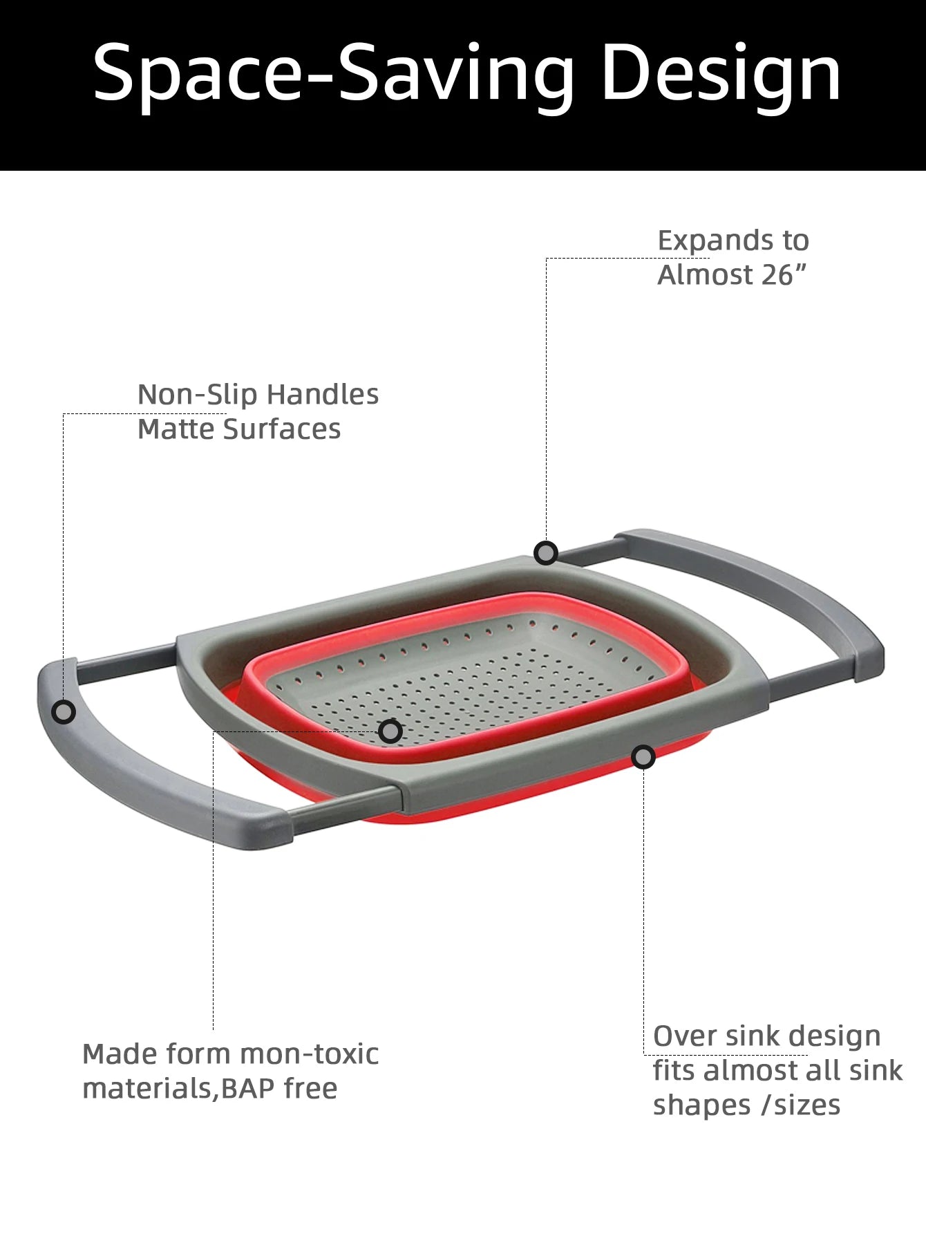 Collapsible Rectangular Silicone Drain Basket Retractable Water Filter Basket Household Fruit And Vegetable Filter Basket