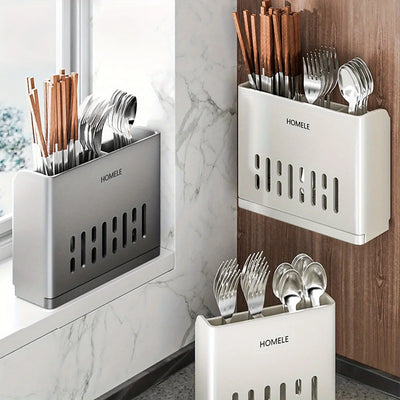 1pc Flatware Organizer, Multifunctional Cutlery Storage Rack With Detachable Water Drain Base, Chopsticks Holder, Utensil Holder