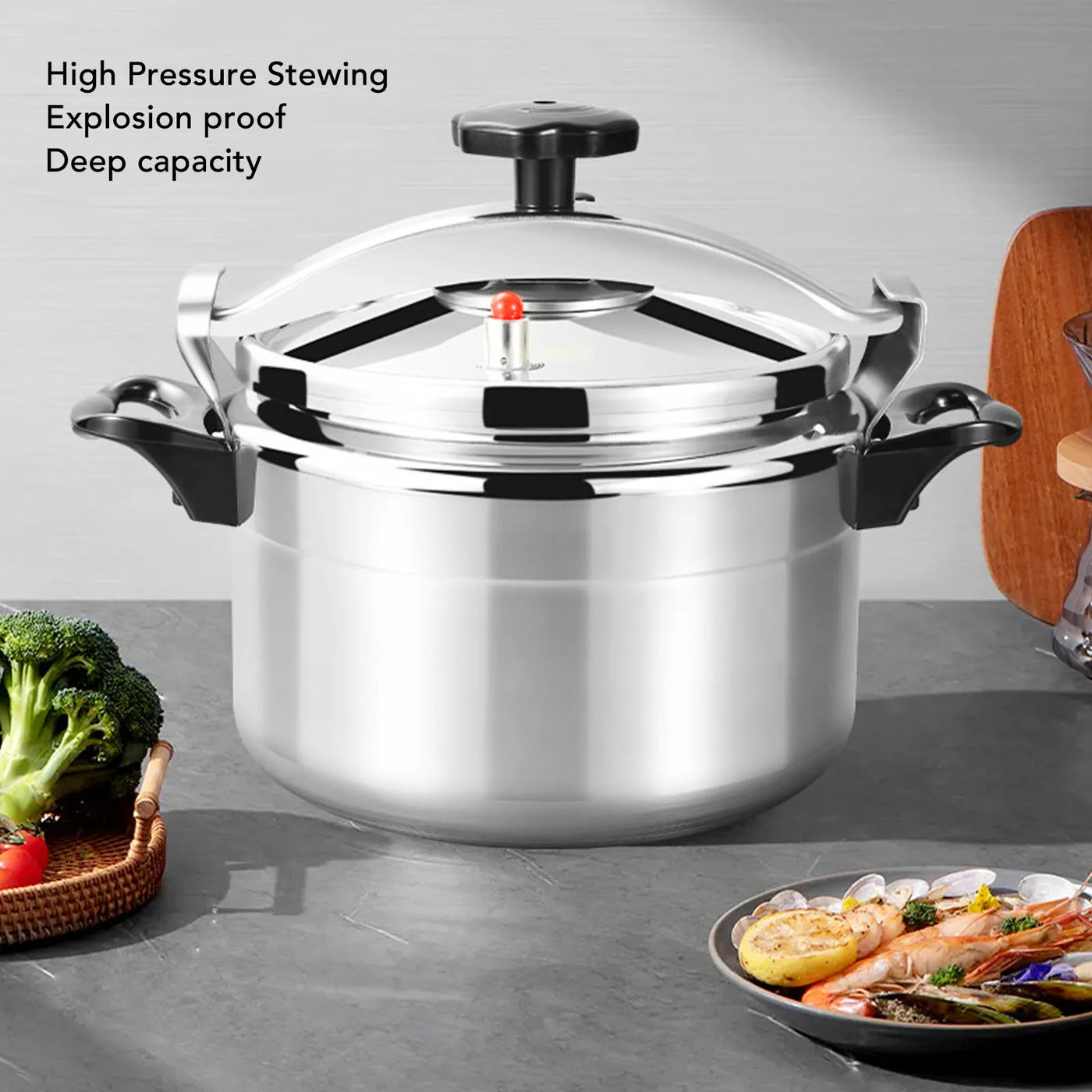 5L Pressure Cooker with Double Handle Explosion Proof Aluminium Alloy Pressure Pot for Gas Stove