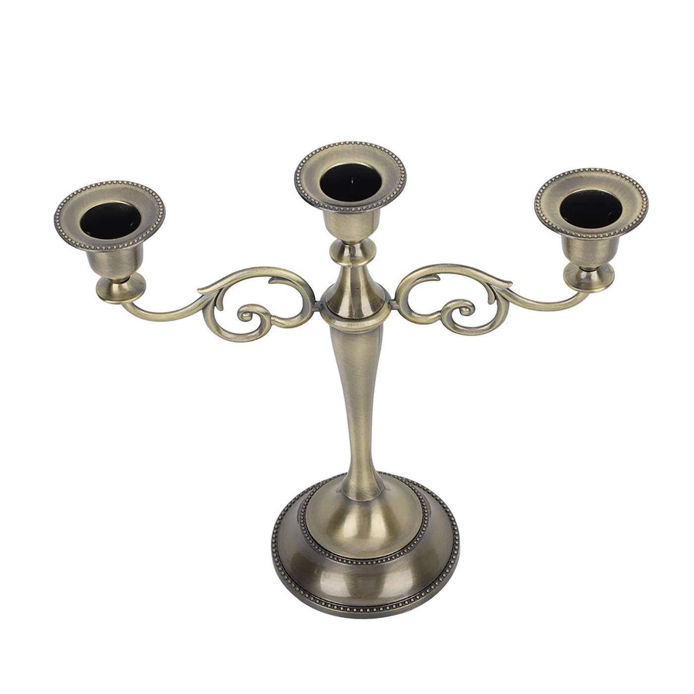 3 Arms Metal Candle Holder High Gloss European Retro Exquisite Candlestick Holder for Dining Tables Wedding Holiday Decoration