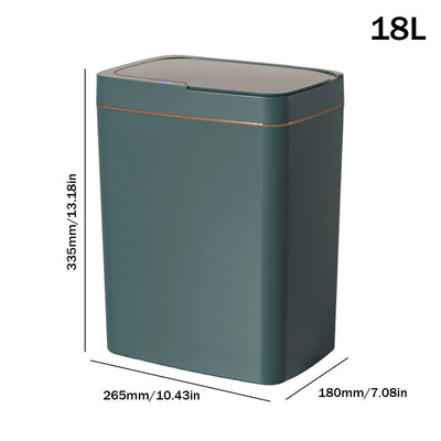 15/18L Automatic Trash Bin Quiet Electric Garbage Bin Rechargeable Auto Motion Sensor Rubbish Can for Kitchen Bathroom Bedroom