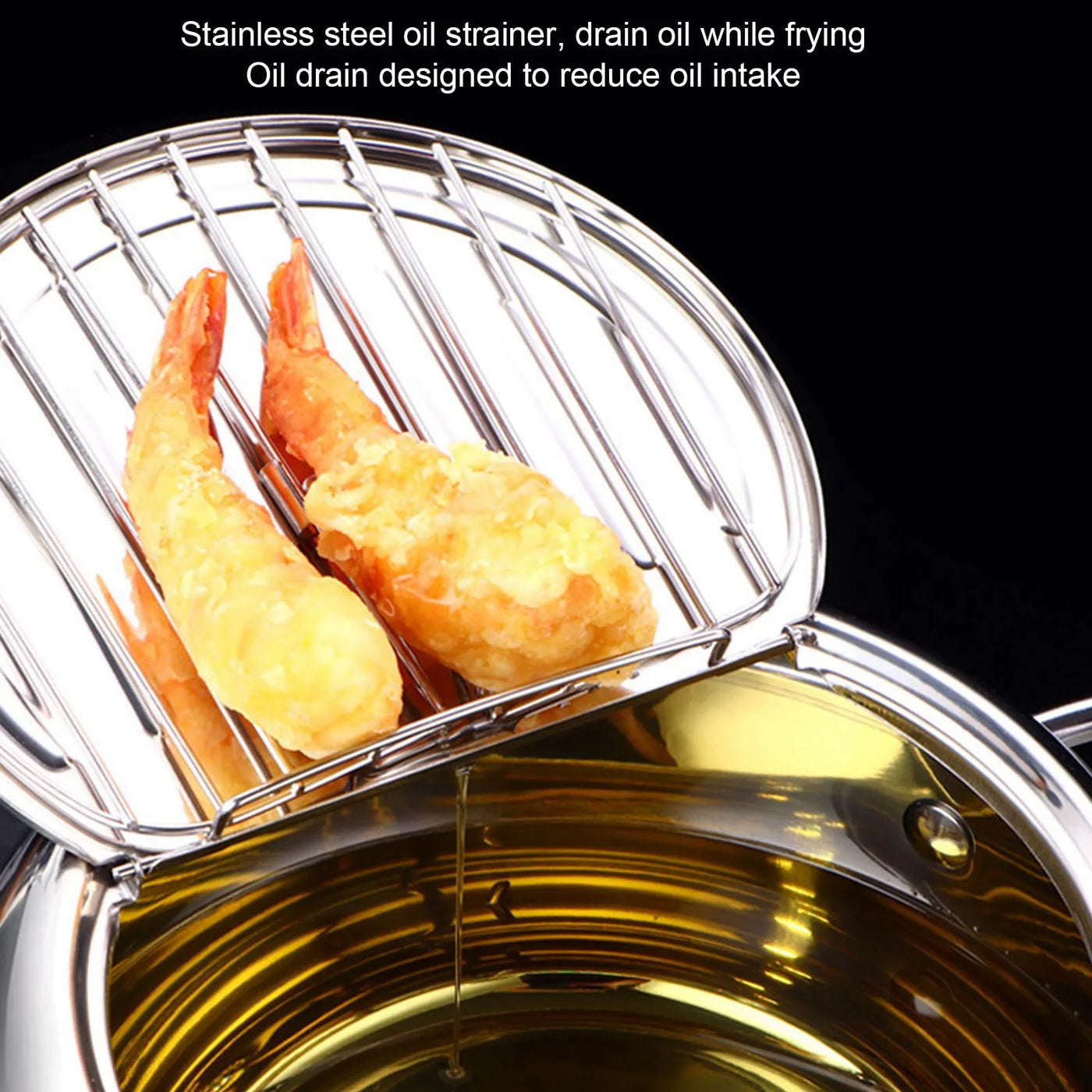 Fryer Pot Japanese  Mini Stainless Steel Frying Pot with Thermometer Induction Cooker Compatible Mini Frying Pot Frying Pot