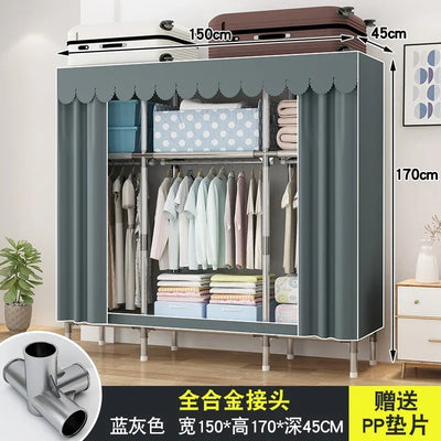 Simple Steel Frame Wardrobe  Easy Assembly, NonWoven Fabric Closet, Durable Storage Solution, Bedroom Organization