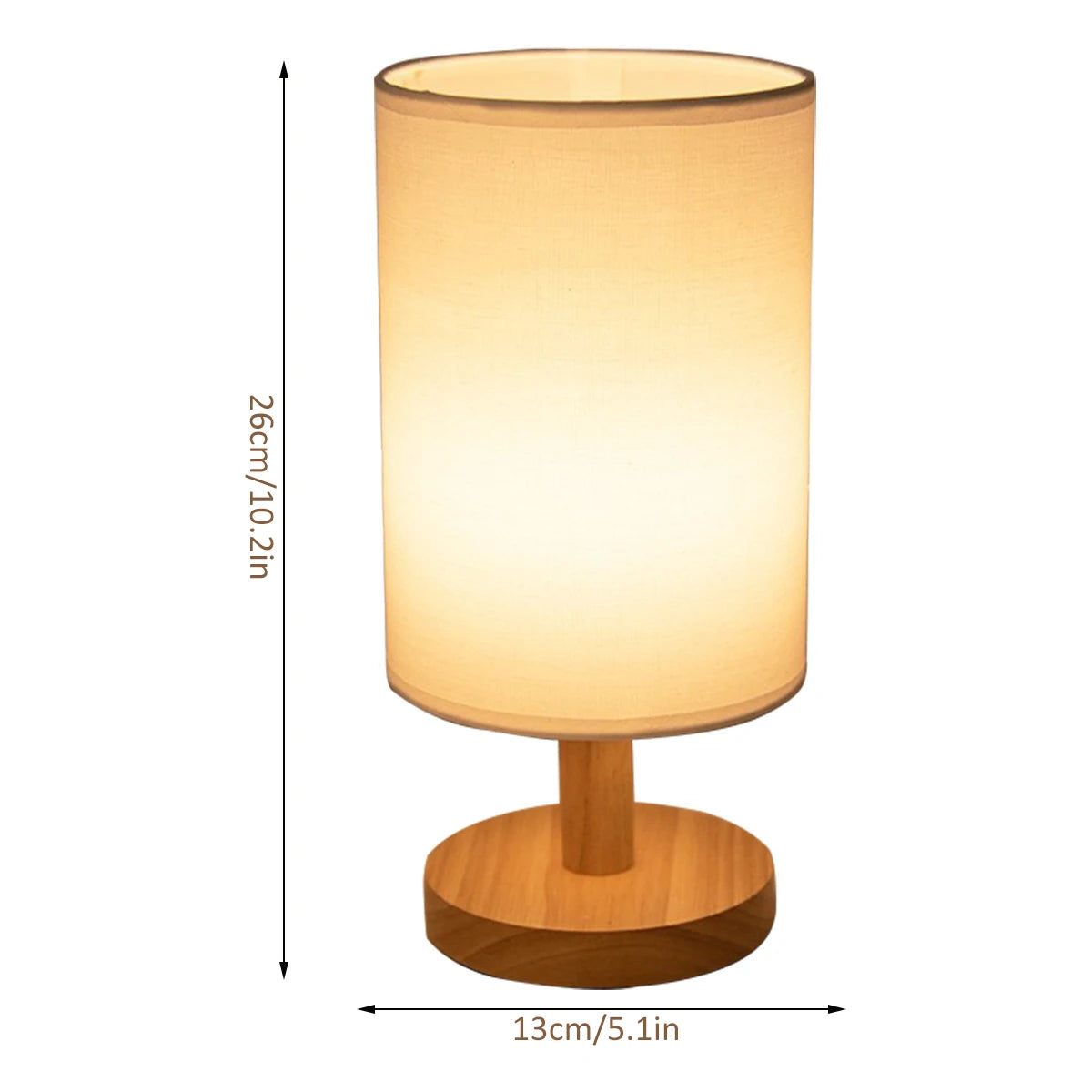 Wooden Table Lamp USB Powered Bedside Lamp Night Lights Bedroom Atmosphere Light with Cylinder Lamp Shade Hotel Home Decor