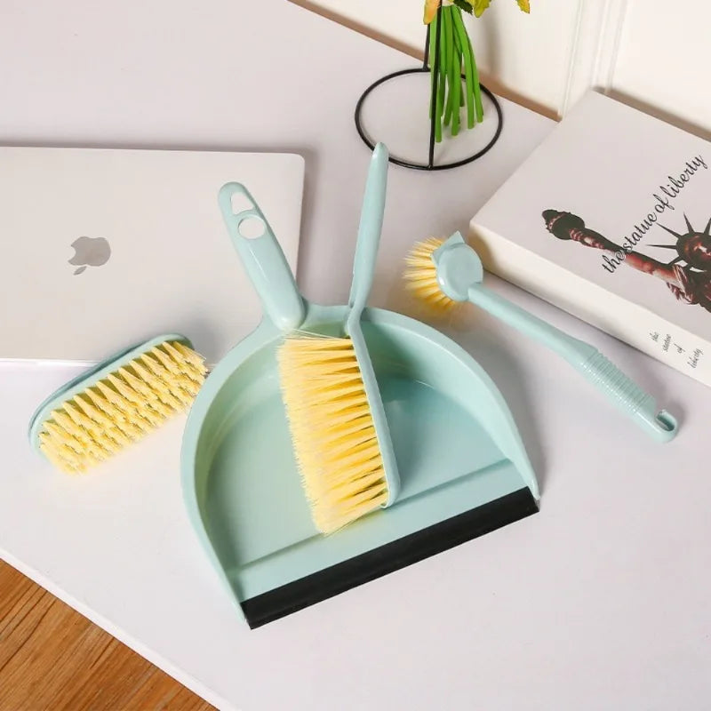 4 pcs Mini Plastic Kitchen Home Window Cleaning Dustpan and Brush Set Dustpan Set Small Dust Pans with Brush Set Cleaning Tool