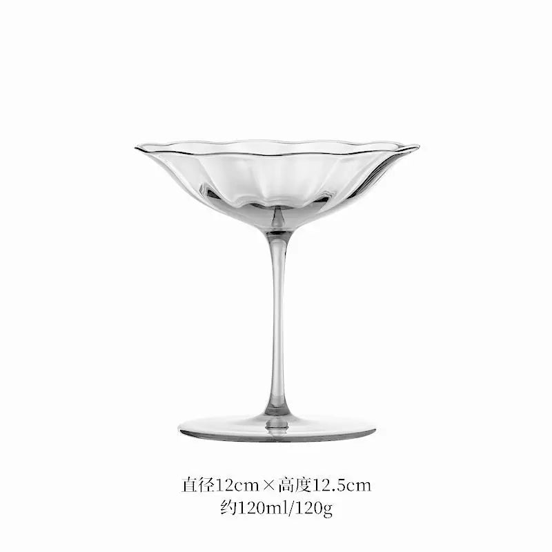 Nordic Retro Flower Wine Glasses Champagne Cup Set Crystal Goblet Glass Cocktail Glass Martini Cup Ribbed Pink Green Wine Glasse