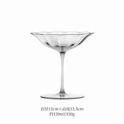 Nordic Retro Flower Wine Glasses Champagne Cup Set Crystal Goblet Glass Cocktail Glass Martini Cup Ribbed Pink Green Wine Glasse