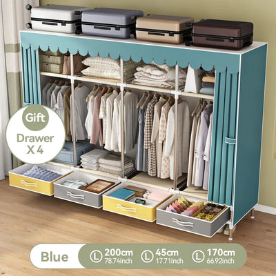 Simple wardrobe, sturdy and durable fabric cabinet, home bedroom assembly, rental room storage cabinet, wardrobe rack