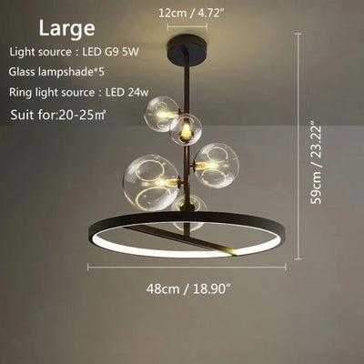 Nordic Creative Maison Pendant Lights Modern Simple Strip Chandelier Restaurant Living Room Luxury Glass Bubble LED Decor