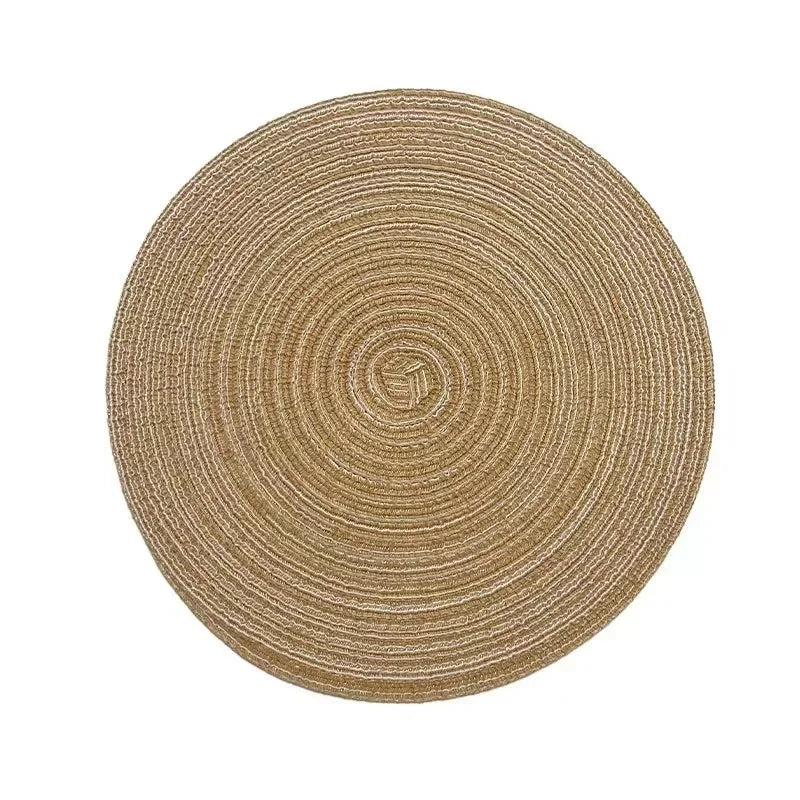 Round Table Mat Table Placemats for Tablemat Ramie Insulation Pad Placemat Linen Non Slip Table Mats Home Decoration Pad Coaster