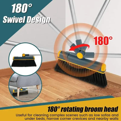 Foldable Broom And Scoop Set Upright Dust Pan And Brush Set 180 Degree Rotation Dustless Floor Soft Brush Home Cleaning Products