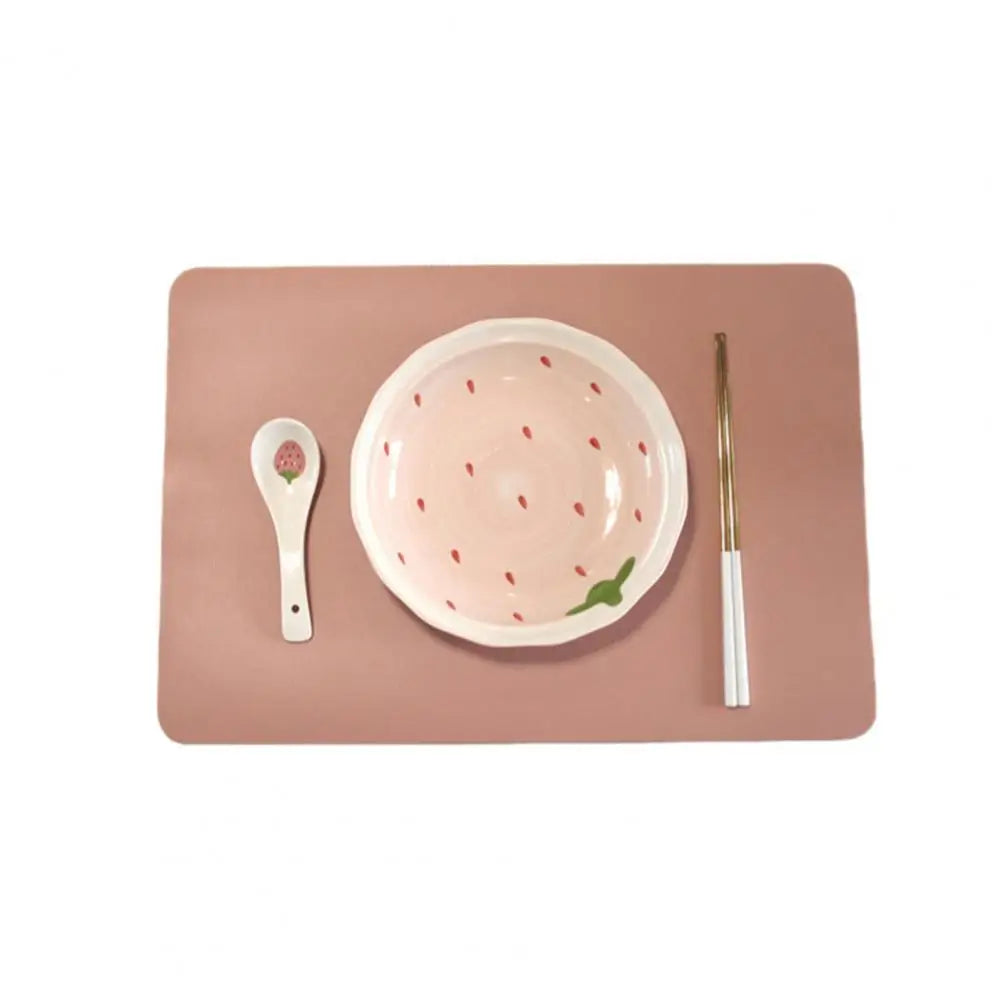 Table Placemat Waterproof Soft Faux Leather Double-sided Rectangle Non-slip Heat Insulation Minimalist Dishwasher Safe Dining Ma