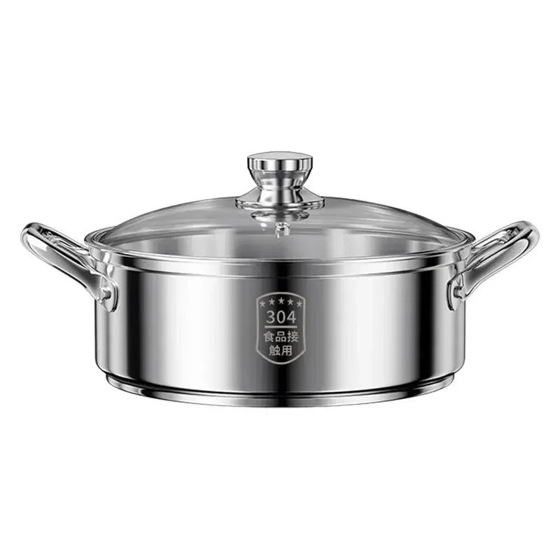 Extra-thick Soup Pot 304 Stainless Steel Induction Cooker Special Gas Cooker Steaming Stew Thickened Double Ear Hot Pot Househol