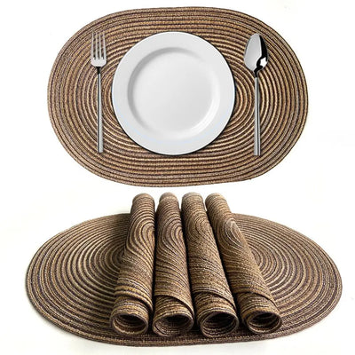 Oval Table Place Mats Pad Braided Non-slip Heat Insulation Placemat Kitchen Accessories Farmhouse Decor Bowl Dish Pad Mat