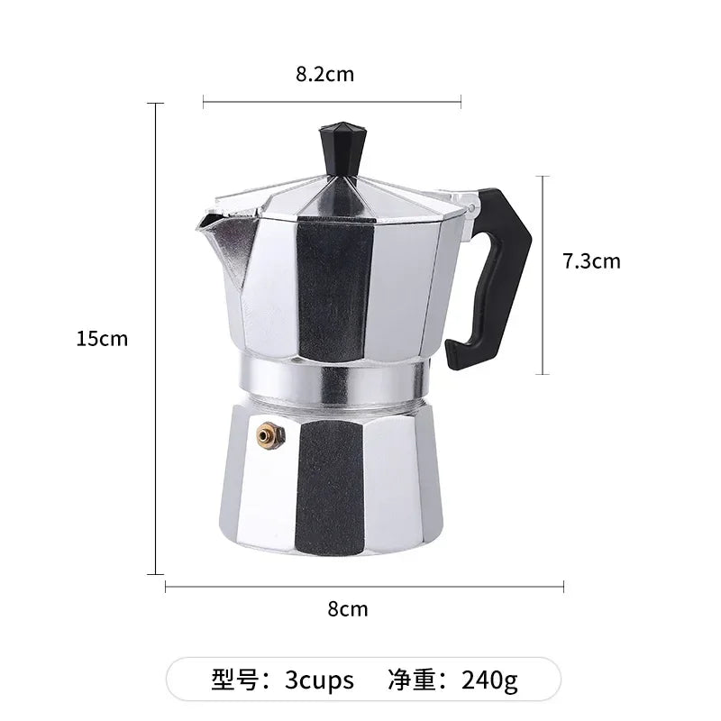 Coffee maker Moka Pot, 3/6 Cups Coffee Machine, Italian Coffee Percolator Maker Fit Aluminum Cookers Coffeeware Dolce Gusto