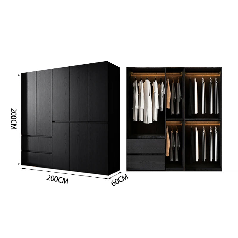 Bedroom Storage Wardrobes Sliding Clothes Black Wooden Girls Rack Cabinets Wardrobes Open Cupboard Guarda Roupa Home Furniture