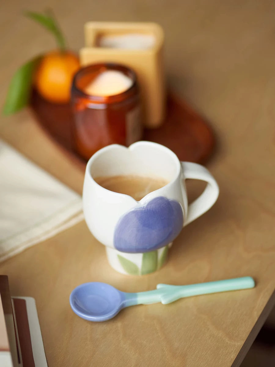 Ceramic Tulip Cup Creative Breakfast Oatmeal Milk Cup Delicate Cute Coffee Cup Home Drinking Utensils 340ml