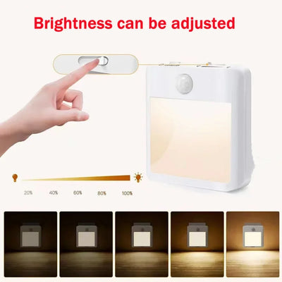 Motion Sensor Dimmable LED Night Lights EU/US Plug Cabinet Light for Baby Bedside Bedroom Corridor Wireless Night Lamp Lighting