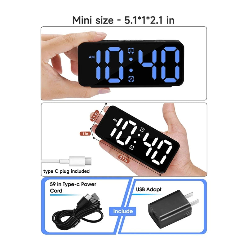 Small Loud Alarm Clock For Heavy Sleepers Adults,Compact Travel Clocks For Bedrooms Bedside,Ok To Wake For Kids,Teens