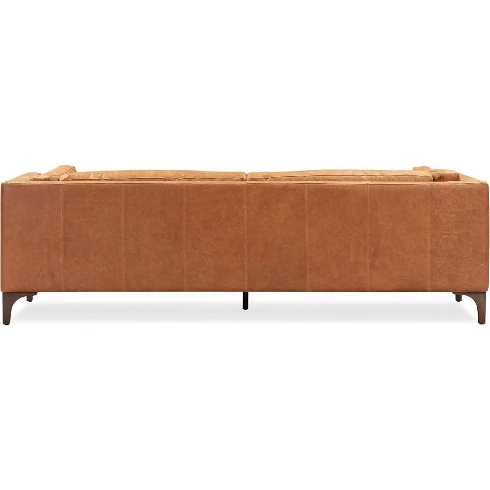 POLY & BARK Argan 93" Sofa in Full-Grain Pure-Aniline Italian Tanned Leather in Cognac Tan