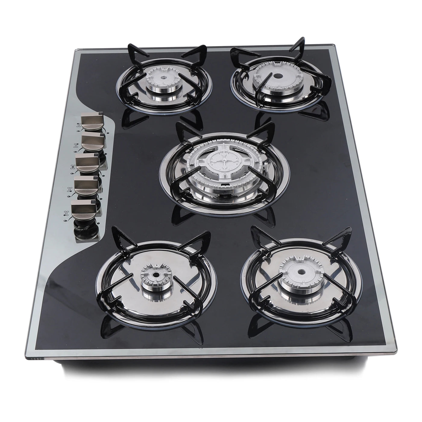 Gas Cooker LPG/NG Gas COOKTOP Built-in 5 Burner Stove Hob Cooktop Tempered Glass Operation Instruction Automatic Pulse Ignition