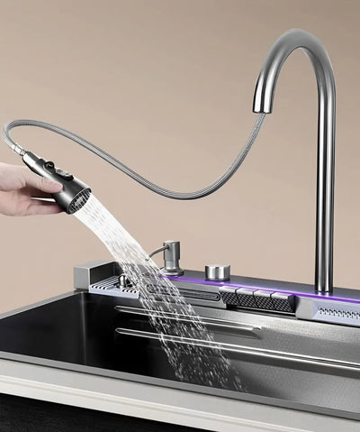 Kitchen sink, dual waterfall faucet, 5-button control, premium sink, manufacturer's lowest price