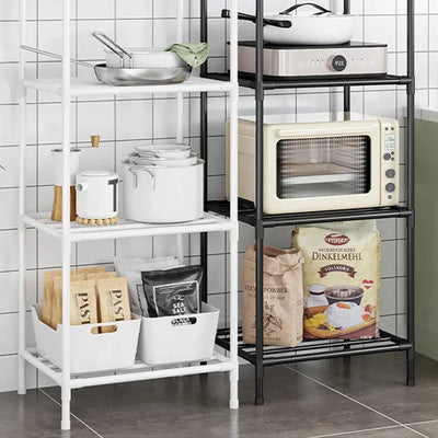 Floor Standing Storage Rack Kitchen Bathroom Microwave Rack Multi Functional Movable Without Punching Holes Household Shelves