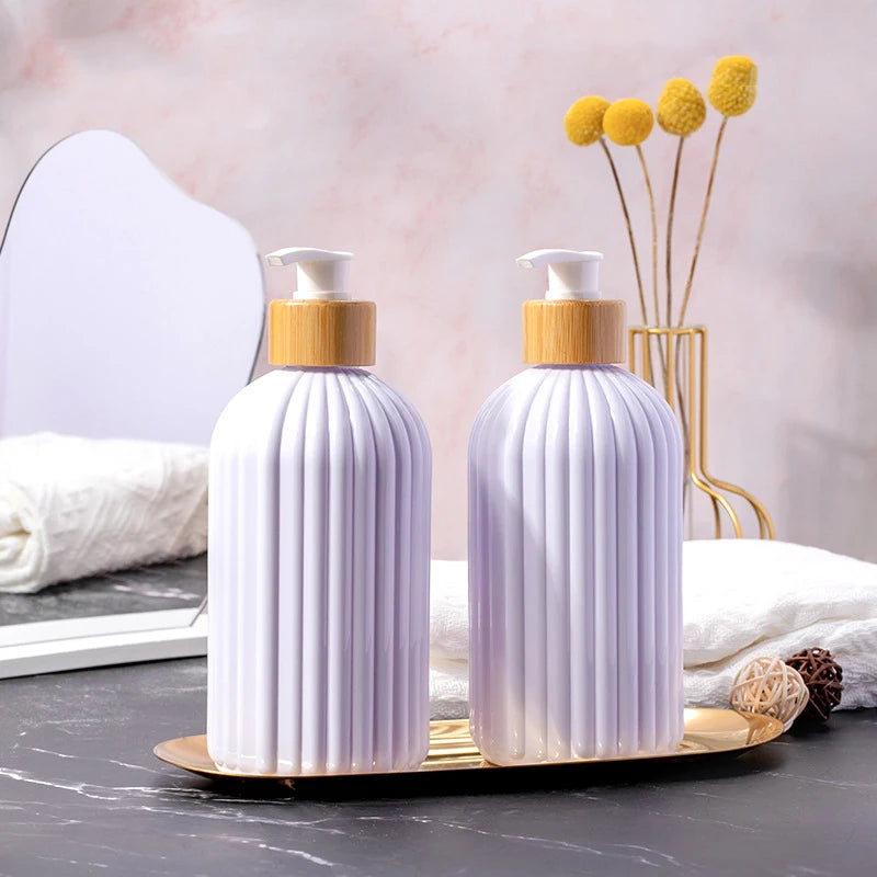 500ml Soap Dispenser with Bamboo Pump Refillable Hand Pump Bottle For Shampoo Conditioner Bathroom Liquid Lotion Container