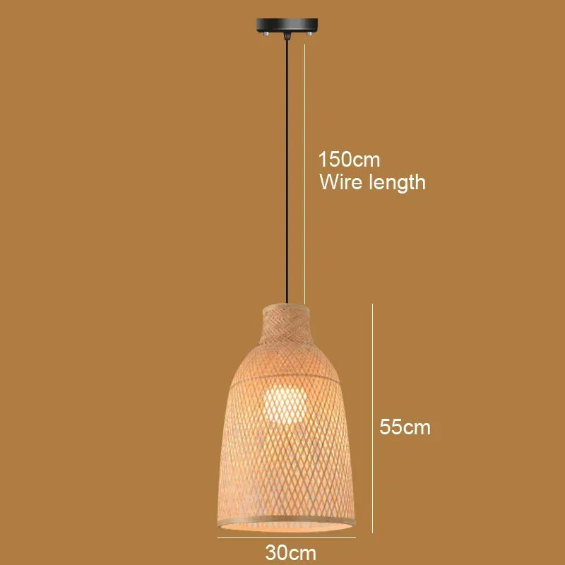 Big Size Bamboo Pendant Lamp Natural Rattan Chandeliers E27 Hand-knitting Café Restaurant Living Room Decor Hanging Lamp Indoor