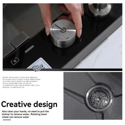 Digital Display Wash Basin Kitchen Sink Rotating Waterfall Sink New Stainless Steel  Multi-function Large Single Slot Cocina