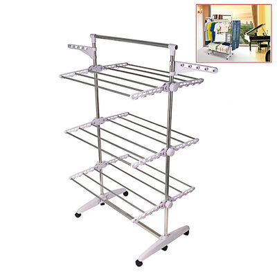 Rod Racks Floor Drying Racks Indoor And Outdoor Stainless Folding Rails Adjustable Telescopic Rolling Clothing Garment Rack