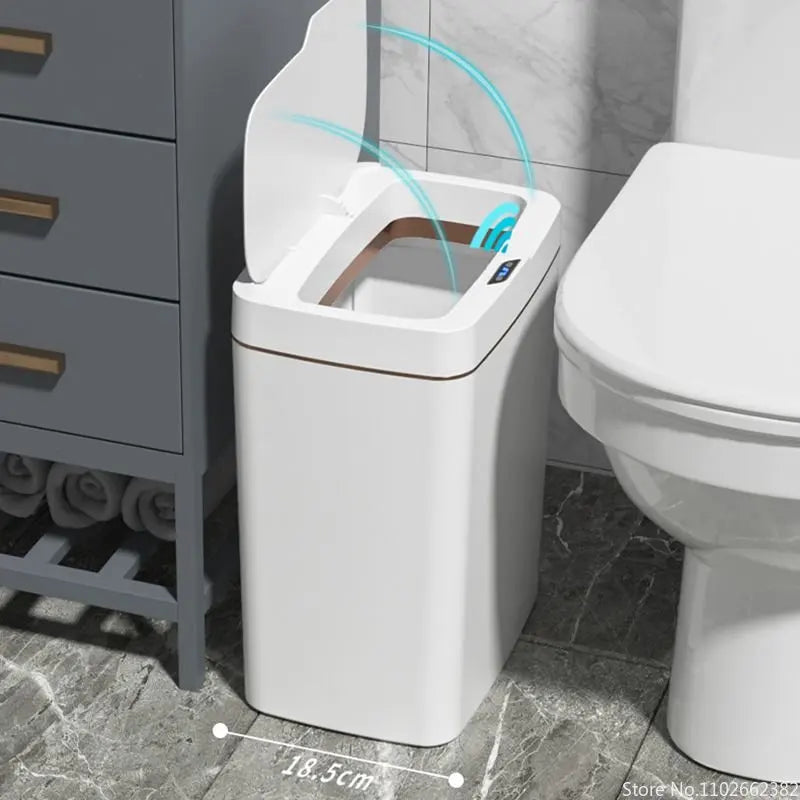 15/18L Smart Sensor Trash Can Garbage Bucket Waterproof Narrow Seam Automatic Trash Bin Wastebasket for Kitchen Toilet Bedroom