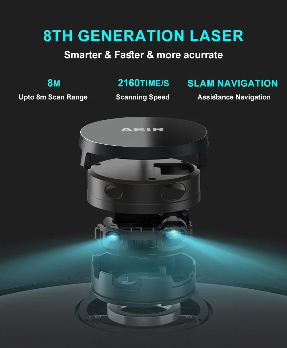 Laser Navigation Robotic Wet Dry ABIR X8,robotic Vacuum Cleaner Save Multiple Maps,Set Restrict Are,auto Recharge