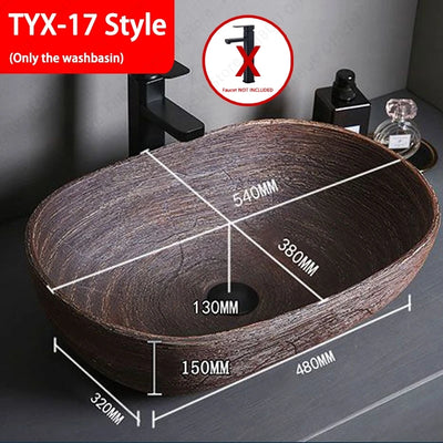 Ceramic Table Sink Porcelain Countertop Vessel Sink For Bathroom Balcony Lavatory Washbasin Above Counter Vanity Bowl Art Basin