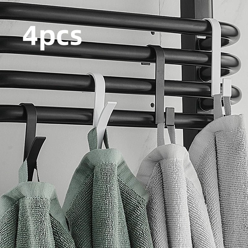 4PCS Bathroom Hanger Clips Heated Towel Radiator Rail Hook Holder Multifunction Drying Rack Hook Towel Clothes Storage Hanger