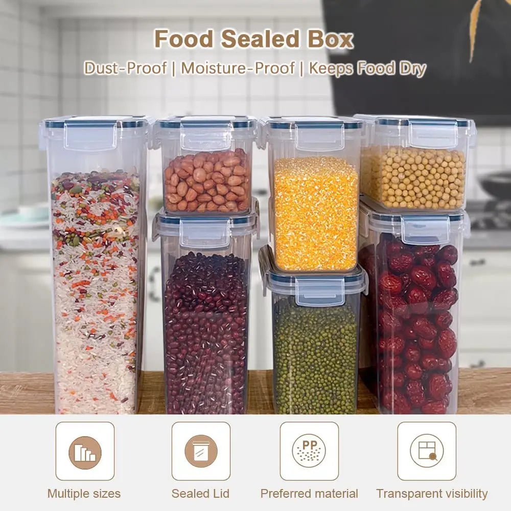 Food Storage Containers Set With Lids,Plastic Kitchen And Pantry Organization Canisters For Cereal Flour,Sugar Organizer (8pcs)