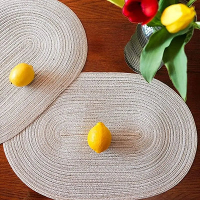 Oval Table Place Mats Pad Braided Non-slip Heat Insulation Placemat Kitchen Accessories Farmhouse Decor Bowl Dish Pad Mat