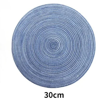 6pcs Round Table Mat Woven Ramie Placemats Anti Slip Dining Coffee Decor Non-Slip Tableware Bowl Pads Kitchen Drink Cup Coasters