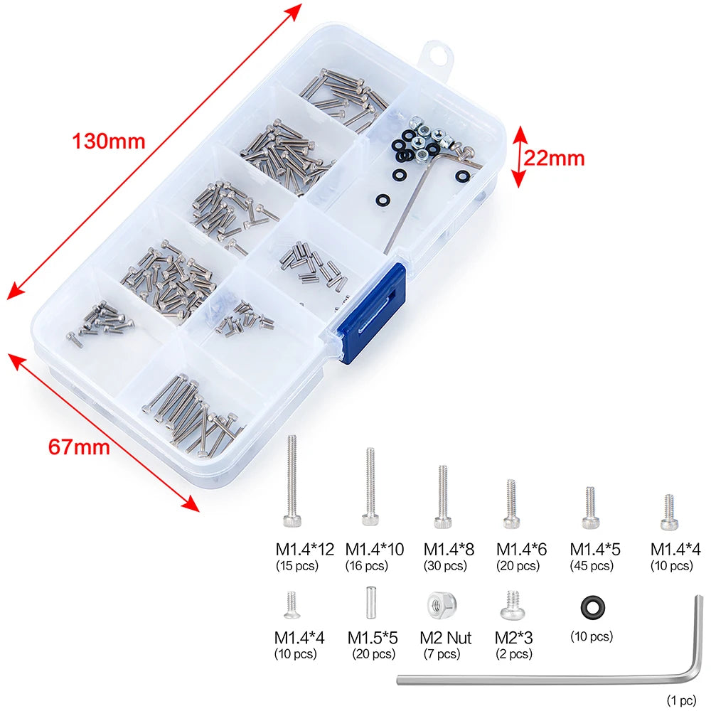 AXSPEED Screws Pins Repair Tools Kit with Storage Box for 1/18 1/24 RC Crawler Car TRX4M SCX24 AX24 FMS FCX24 Repair Parts